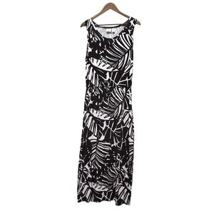 Chico's Maxi Dress Women's Size 1 /M Tropical Palm Leaf Print Sleeveless Stretch